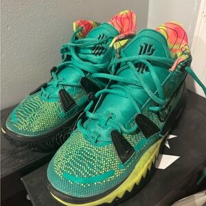 Vibrant Teal and Black Kids Sneakers